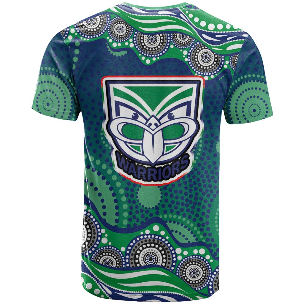 New Zealand Warriors T Shirt Aboriginal Dot Pattern - Rugby Mascot Heritage Pride