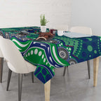 New Zealand Warriors Tablecloth Aboriginal Dot Pattern - Rugby Mascot Heritage Pride