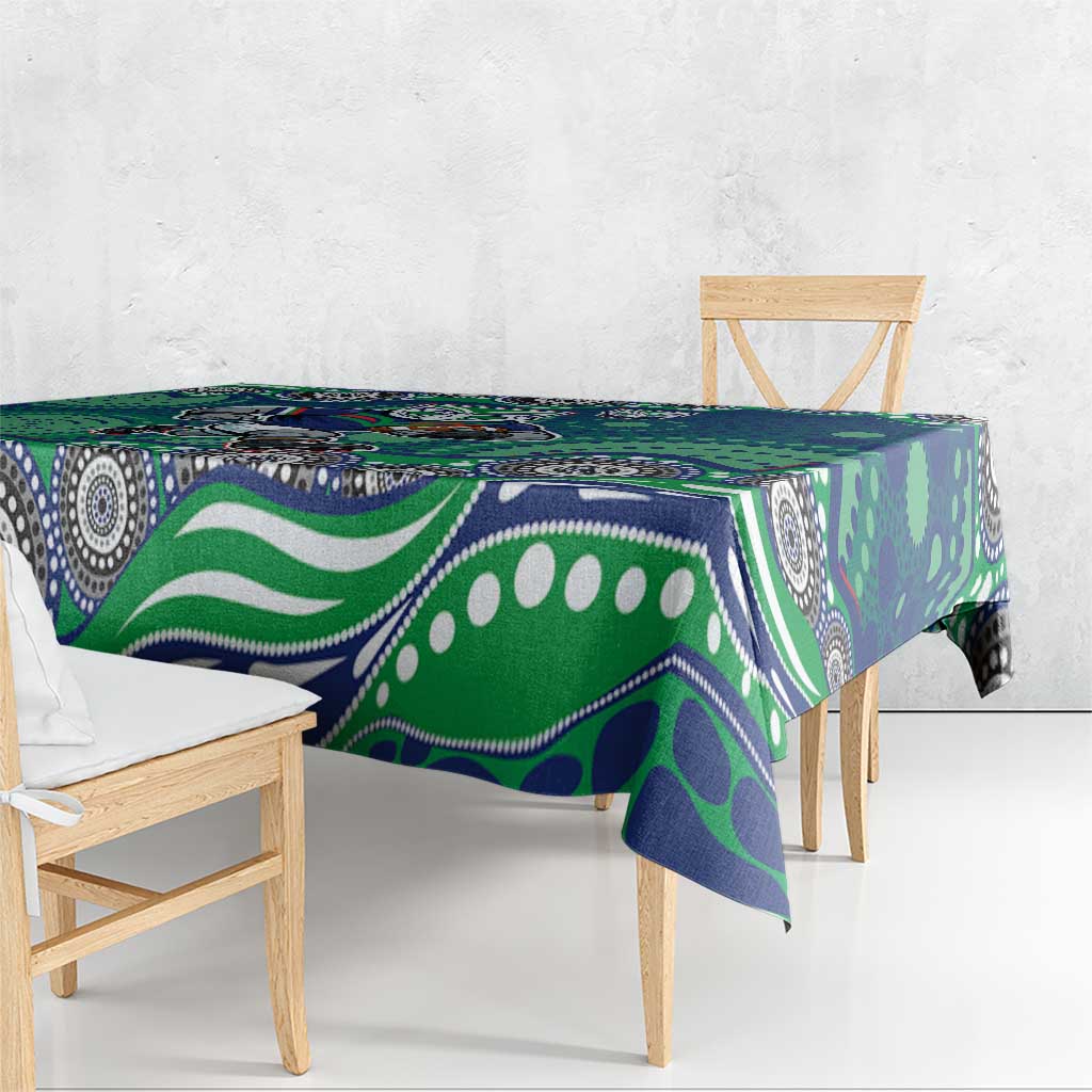 New Zealand Warriors Tablecloth Aboriginal Dot Pattern - Rugby Mascot Heritage Pride
