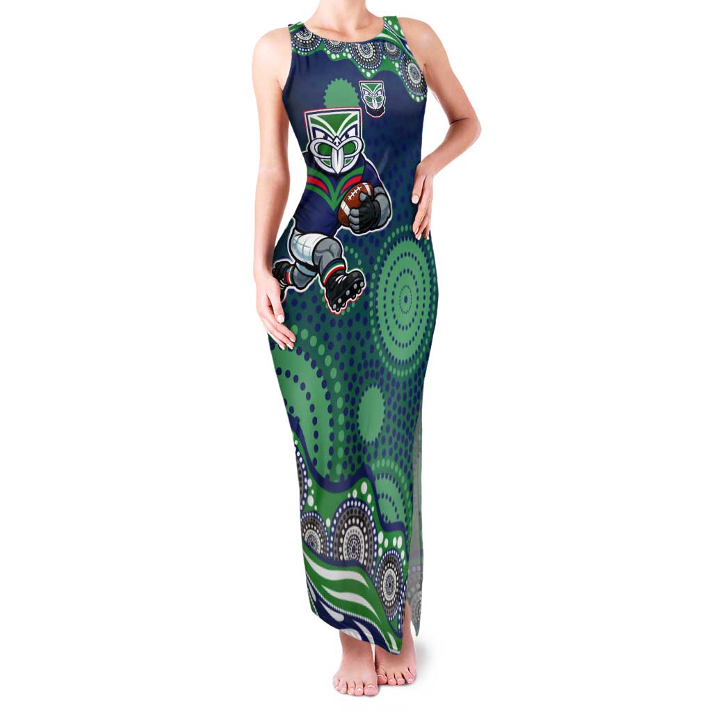 New Zealand Warriors Tank Maxi Dress Aboriginal Dot Pattern - Rugby Mascot Heritage Pride