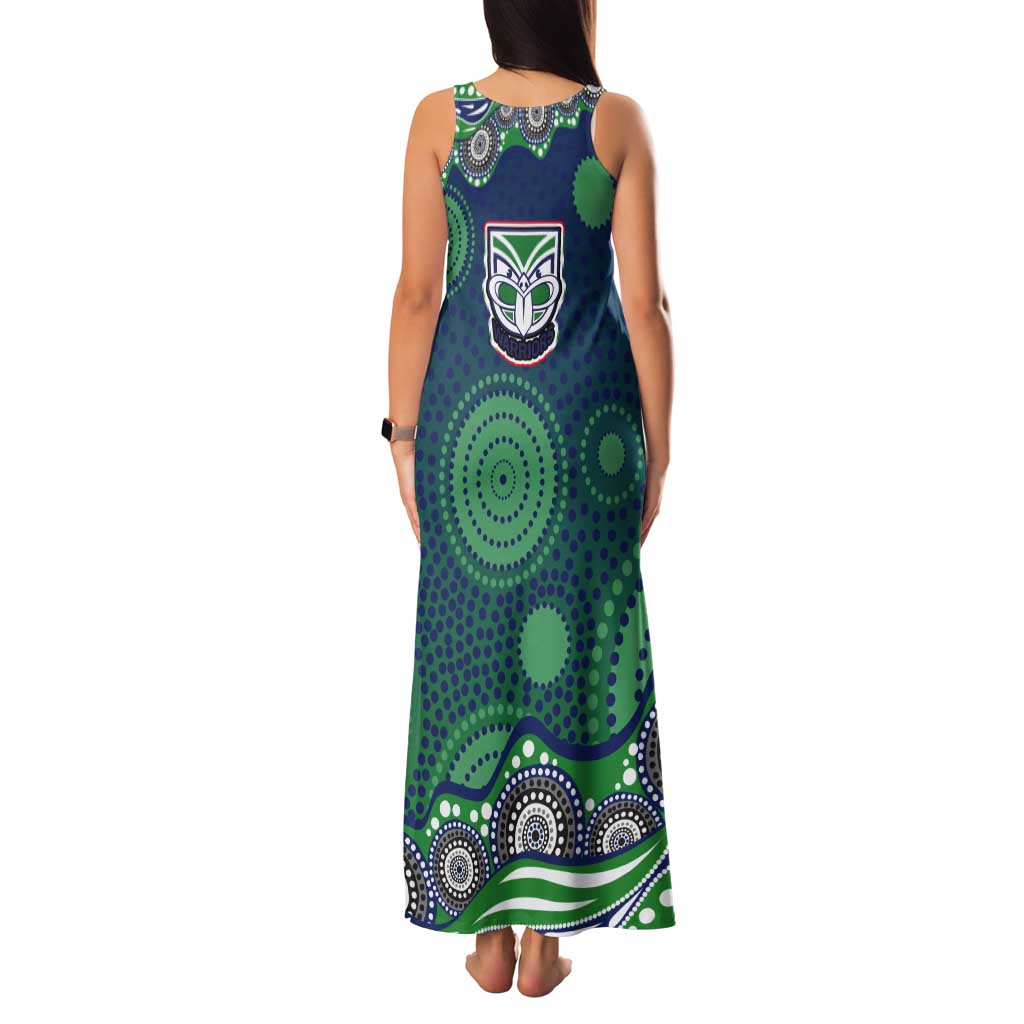 New Zealand Warriors Tank Maxi Dress Aboriginal Dot Pattern - Rugby Mascot Heritage Pride
