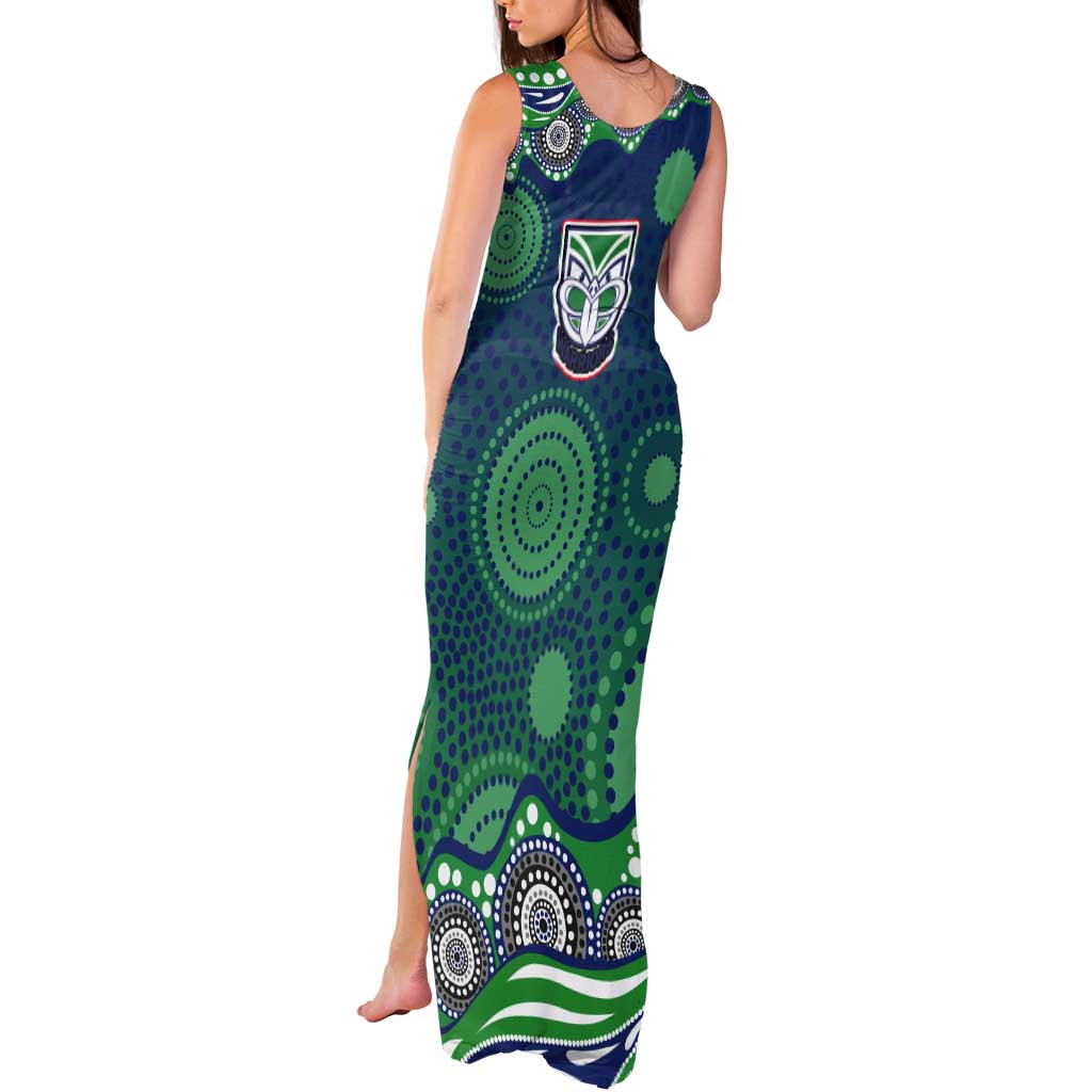 New Zealand Warriors Tank Maxi Dress Aboriginal Dot Pattern - Rugby Mascot Heritage Pride