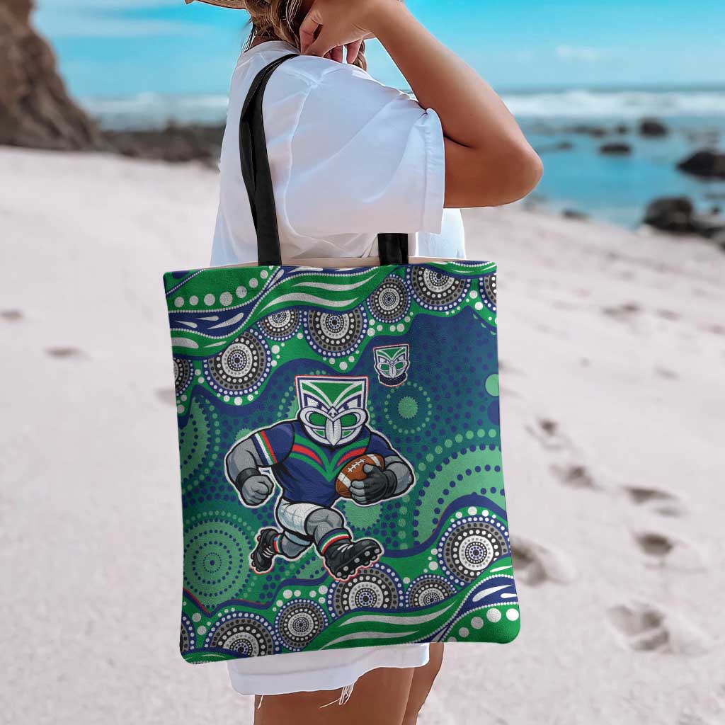 New Zealand Warriors Tote Bag Aboriginal Dot Pattern - Rugby Mascot Heritage Pride