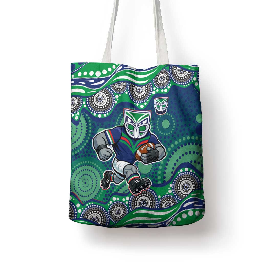 New Zealand Warriors Tote Bag Aboriginal Dot Pattern - Rugby Mascot Heritage Pride
