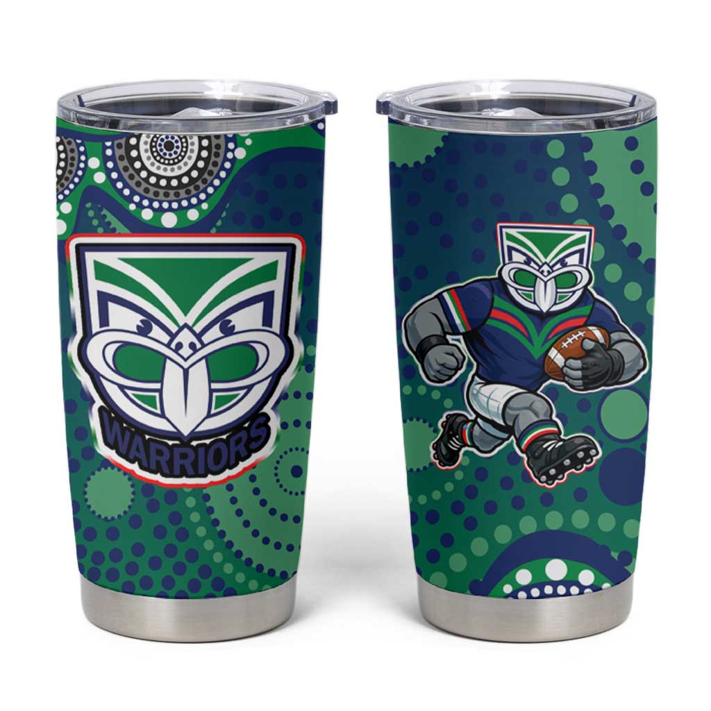 New Zealand Warriors Tumbler Cup Aboriginal Dot Pattern - Rugby Mascot Heritage Pride