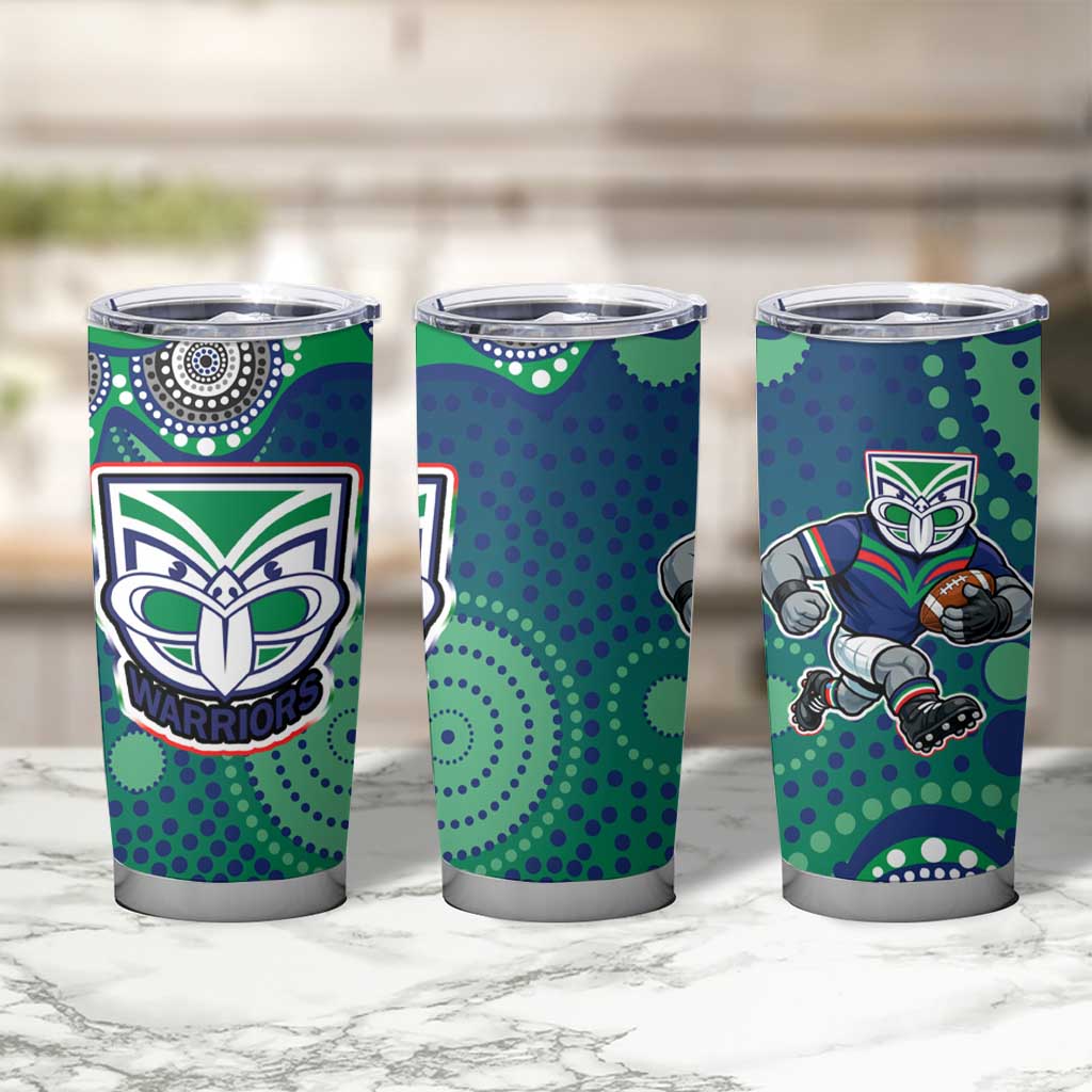 New Zealand Warriors Tumbler Cup Aboriginal Dot Pattern - Rugby Mascot Heritage Pride