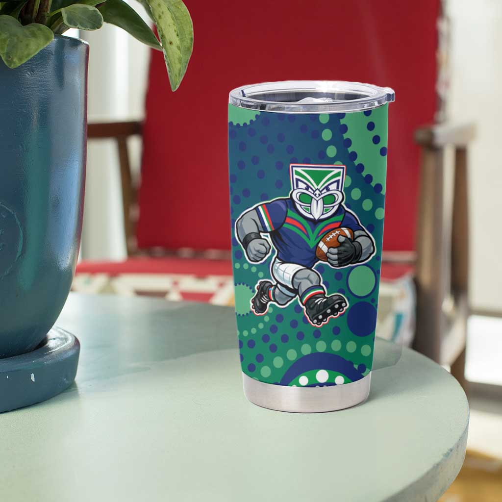 New Zealand Warriors Tumbler Cup Aboriginal Dot Pattern - Rugby Mascot Heritage Pride