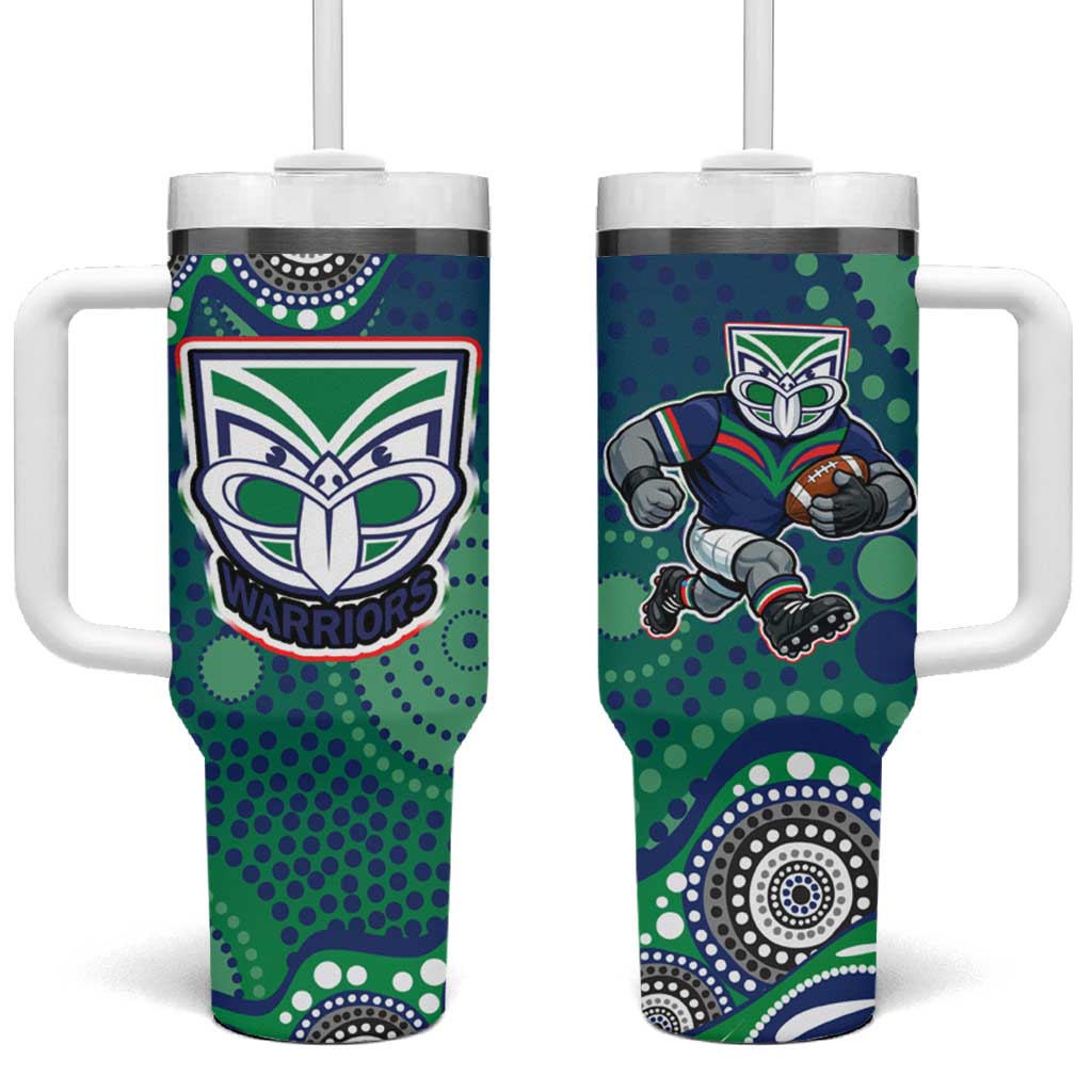 New Zealand Warriors Tumbler With Handle Aboriginal Dot Pattern - Rugby Mascot Heritage Pride
