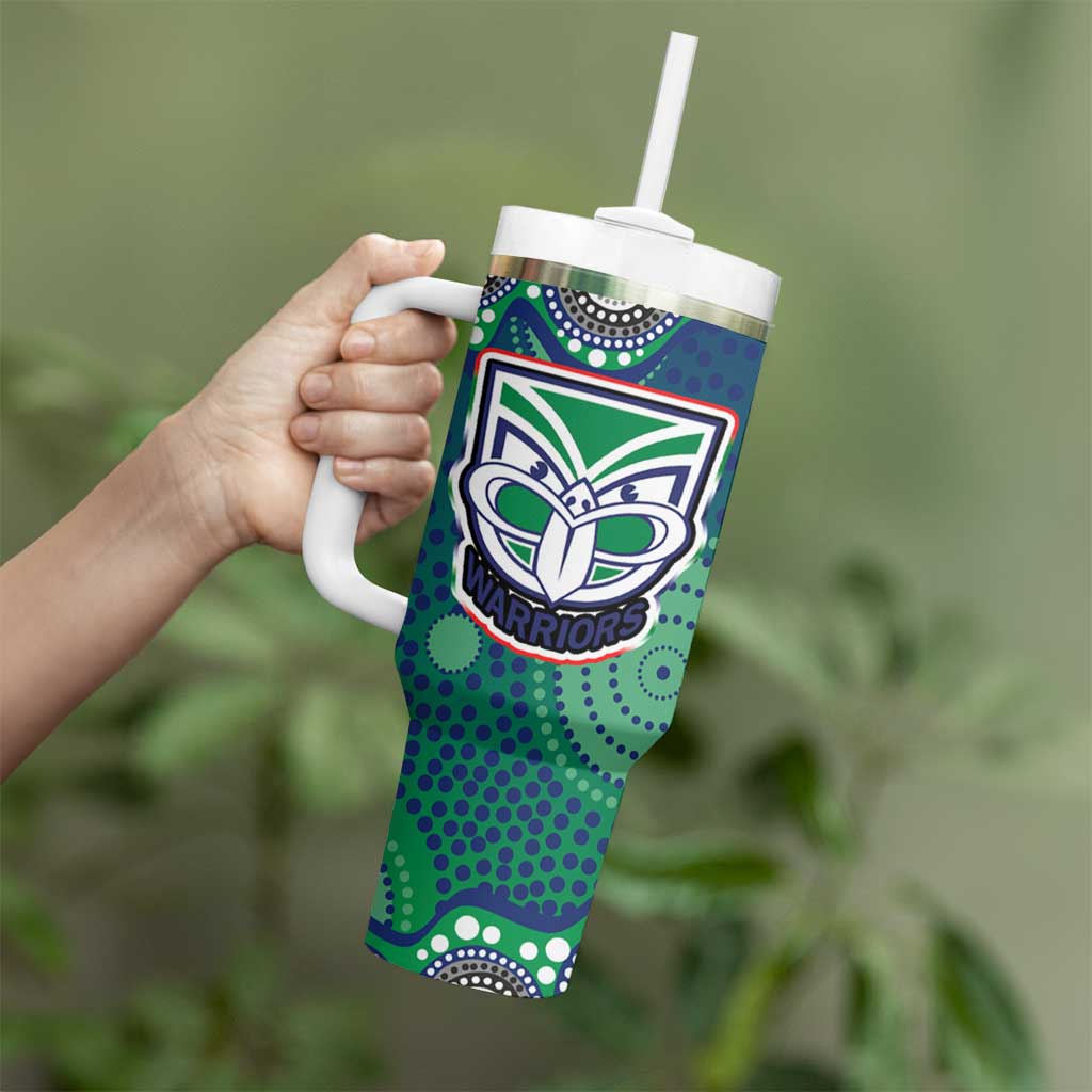 New Zealand Warriors Tumbler With Handle Aboriginal Dot Pattern - Rugby Mascot Heritage Pride