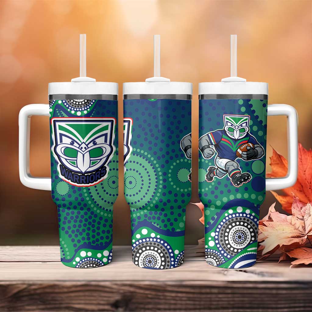 New Zealand Warriors Tumbler With Handle Aboriginal Dot Pattern - Rugby Mascot Heritage Pride