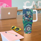 New Zealand Warriors Tumbler With Handle Aboriginal Dot Pattern - Rugby Mascot Heritage Pride