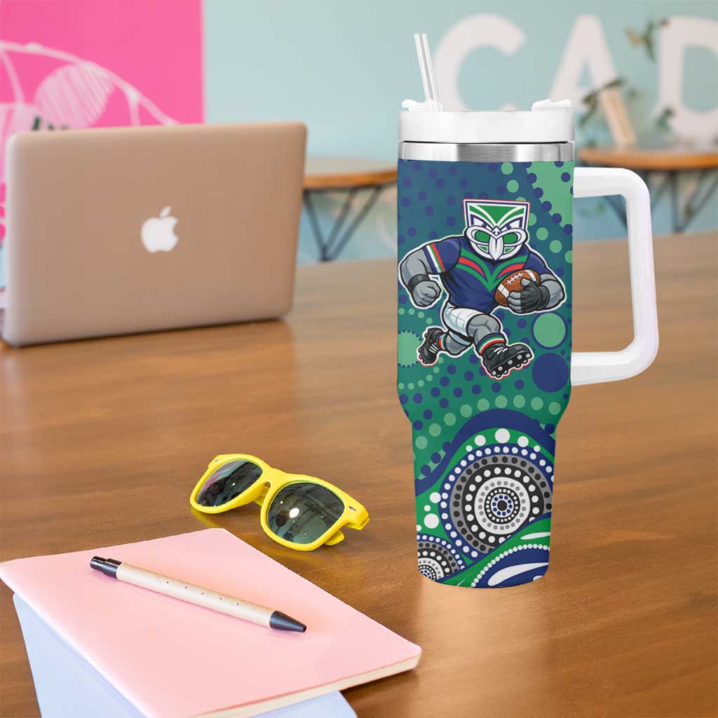 New Zealand Warriors Tumbler With Handle Aboriginal Dot Pattern - Rugby Mascot Heritage Pride