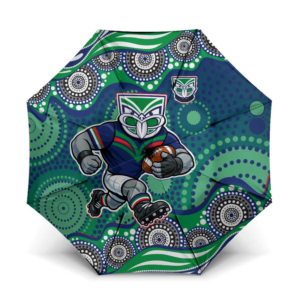 New Zealand Warriors Umbrella Aboriginal Dot Pattern - Rugby Mascot Heritage Pride