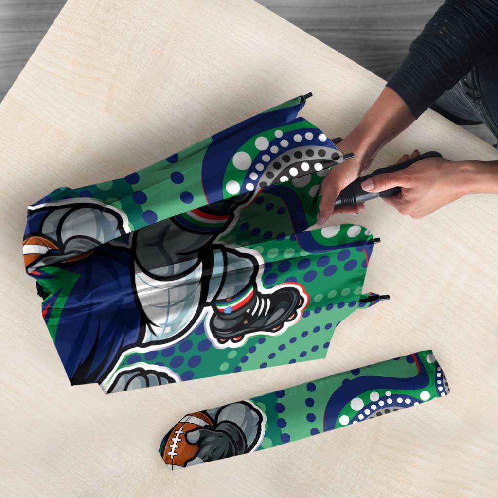 New Zealand Warriors Umbrella Aboriginal Dot Pattern - Rugby Mascot Heritage Pride