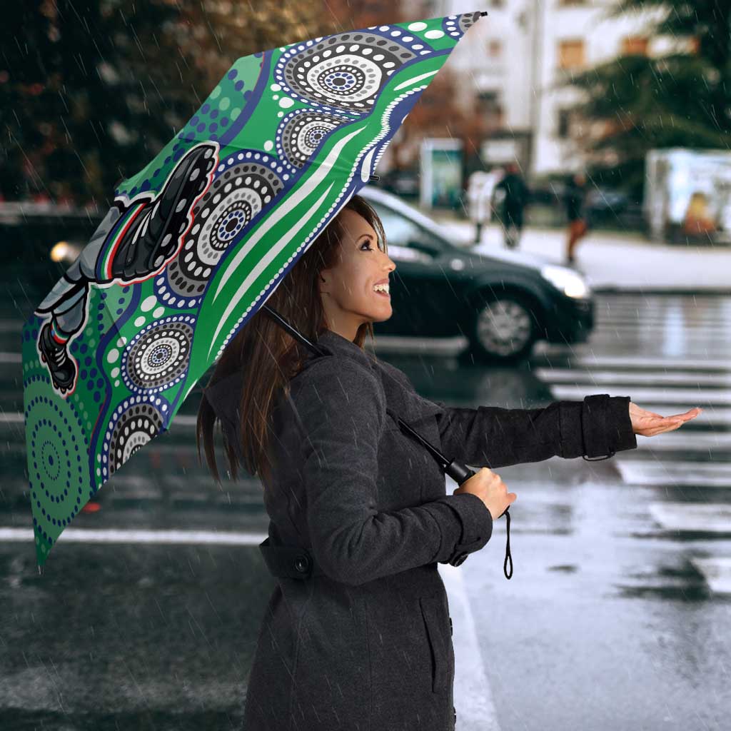 New Zealand Warriors Umbrella Aboriginal Dot Pattern - Rugby Mascot Heritage Pride