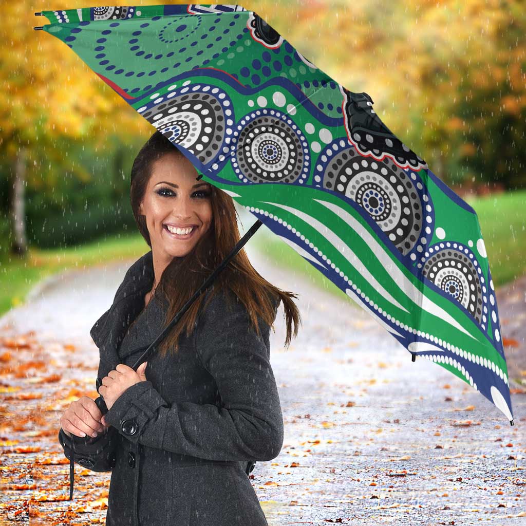 New Zealand Warriors Umbrella Aboriginal Dot Pattern - Rugby Mascot Heritage Pride