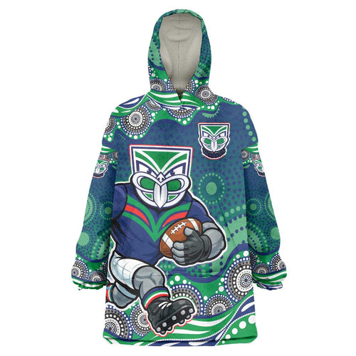 New Zealand Warriors Wearable Blanket Hoodie Aboriginal Dot Pattern - Rugby Mascot Heritage Pride