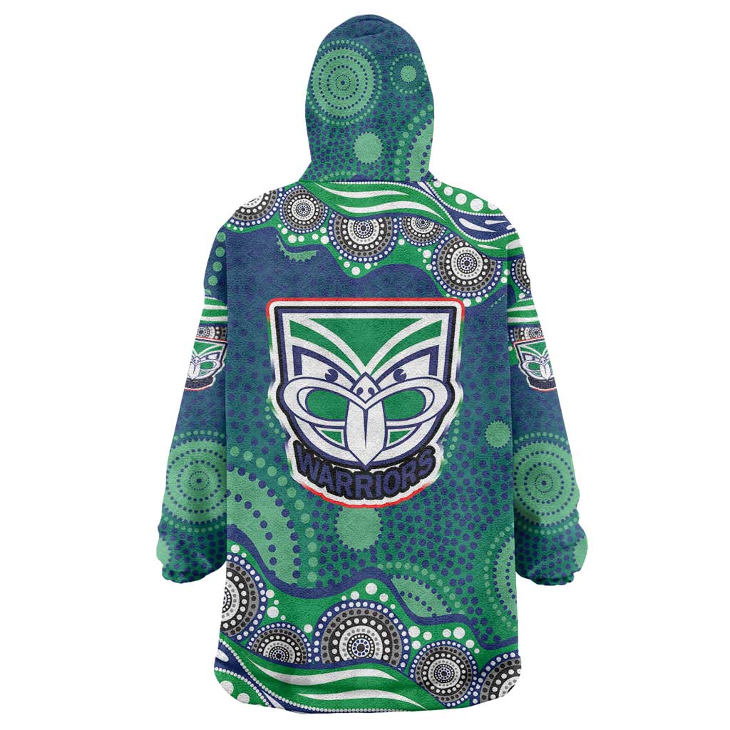 New Zealand Warriors Wearable Blanket Hoodie Aboriginal Dot Pattern - Rugby Mascot Heritage Pride