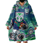 New Zealand Warriors Wearable Blanket Hoodie Aboriginal Dot Pattern - Rugby Mascot Heritage Pride
