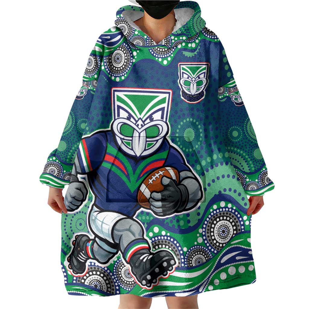 New Zealand Warriors Wearable Blanket Hoodie Aboriginal Dot Pattern - Rugby Mascot Heritage Pride