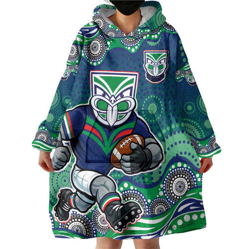 New Zealand Warriors Wearable Blanket Hoodie Aboriginal Dot Pattern - Rugby Mascot Heritage Pride