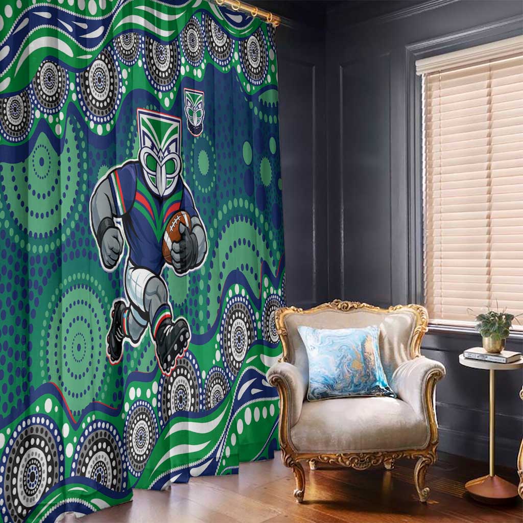 New Zealand Warriors Window Curtain Aboriginal Dot Pattern - Rugby Mascot Heritage Pride