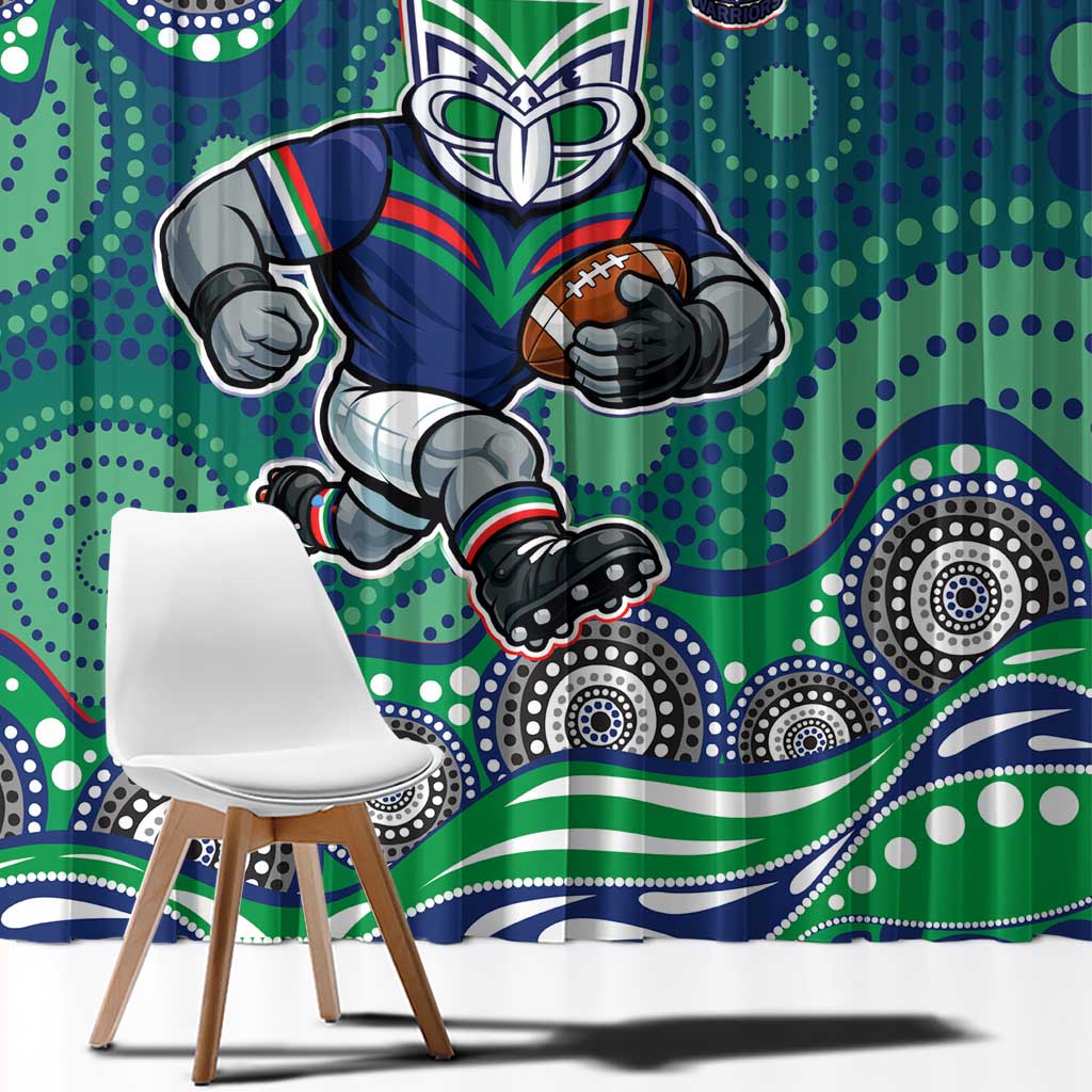 New Zealand Warriors Window Curtain Aboriginal Dot Pattern - Rugby Mascot Heritage Pride