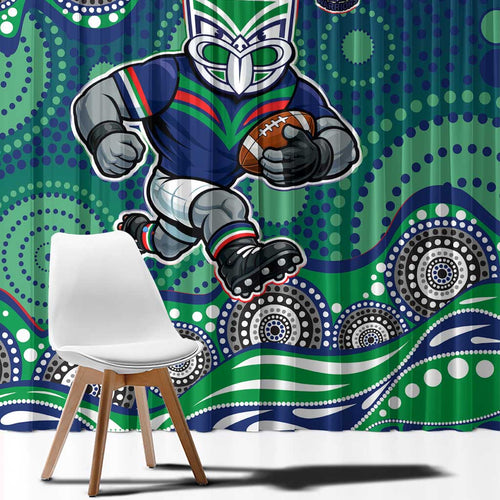 New Zealand Warriors Window Curtain Aboriginal Dot Pattern - Rugby Mascot Heritage Pride