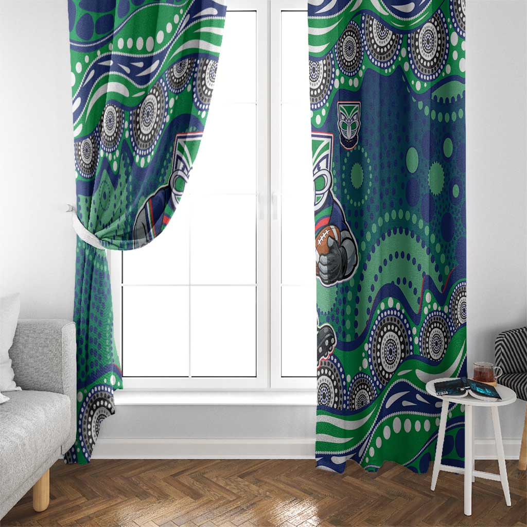 New Zealand Warriors Window Curtain Aboriginal Dot Pattern - Rugby Mascot Heritage Pride