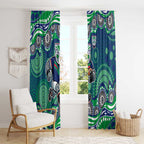 New Zealand Warriors Window Curtain Aboriginal Dot Pattern - Rugby Mascot Heritage Pride