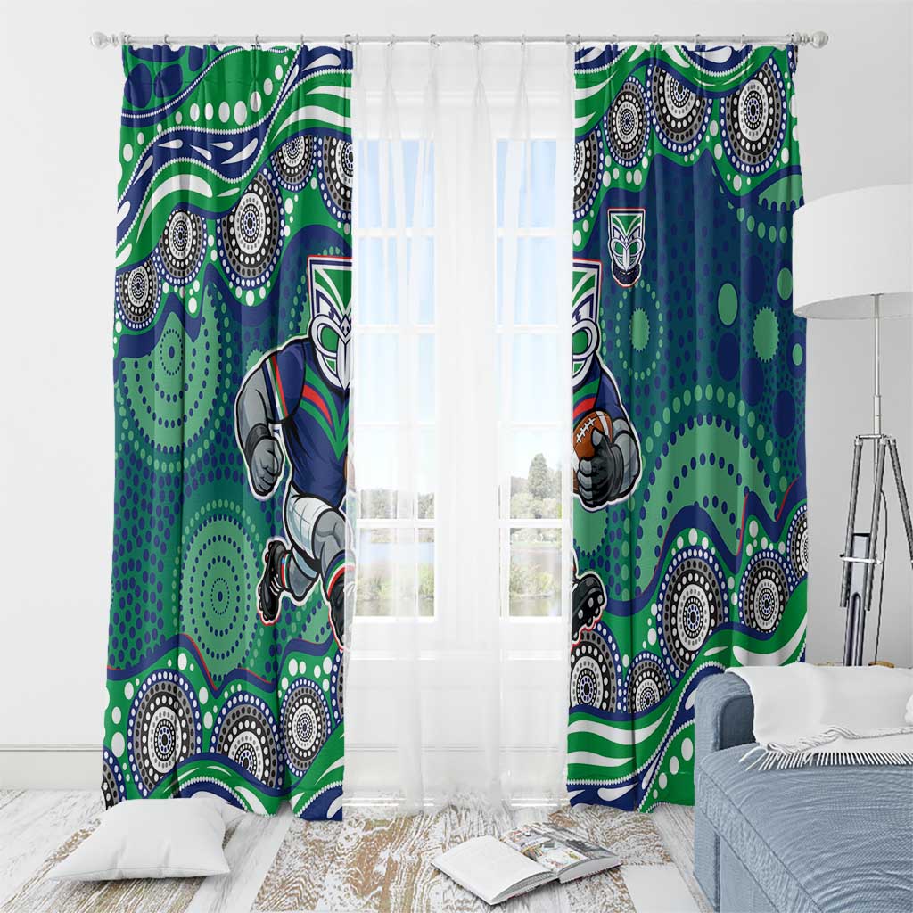 New Zealand Warriors Window Curtain Aboriginal Dot Pattern - Rugby Mascot Heritage Pride