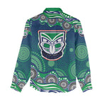 New Zealand Warriors Women Casual Shirt Aboriginal Dot Pattern - Rugby Mascot Heritage Pride