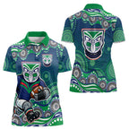 New Zealand Warriors Women Polo Shirt Aboriginal Dot Pattern - Rugby Mascot Heritage Pride