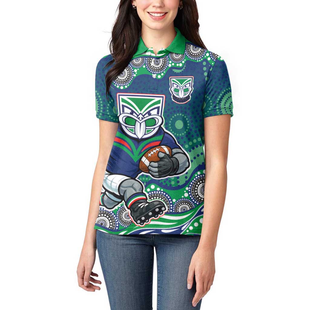 New Zealand Warriors Women Polo Shirt Aboriginal Dot Pattern - Rugby Mascot Heritage Pride
