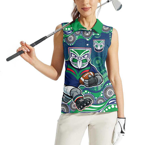New Zealand Warriors Women Sleeveless Polo Shirt Aboriginal Dot Pattern - Rugby Mascot Heritage Pride