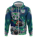 New Zealand Warriors Zip Hoodie Aboriginal Dot Pattern - Rugby Mascot Heritage Pride