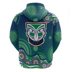 New Zealand Warriors Zip Hoodie Aboriginal Dot Pattern - Rugby Mascot Heritage Pride