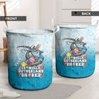 Personalized Cronulla Sutherland Sharks Laundry Basket Easter Mascot - Colorful Eggs Cartoon Style