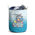 Personalized Cronulla Sutherland Sharks Laundry Basket Easter Mascot - Colorful Eggs Cartoon Style