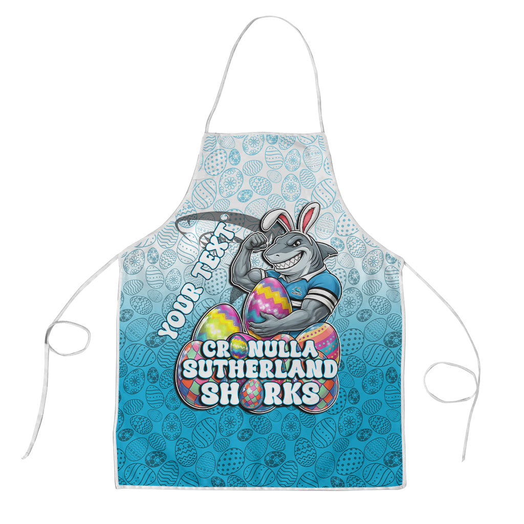 Personalized Cronulla Sutherland Sharks Apron Easter Mascot - Colorful Eggs Cartoon Style