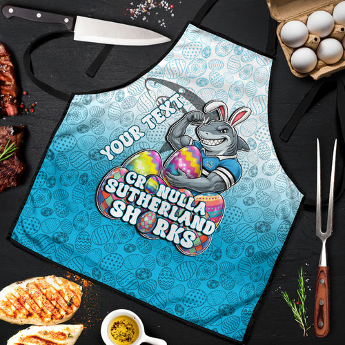 Personalized Cronulla Sutherland Sharks Apron Easter Mascot - Colorful Eggs Cartoon Style