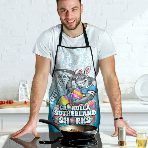 Personalized Cronulla Sutherland Sharks Apron Easter Mascot - Colorful Eggs Cartoon Style