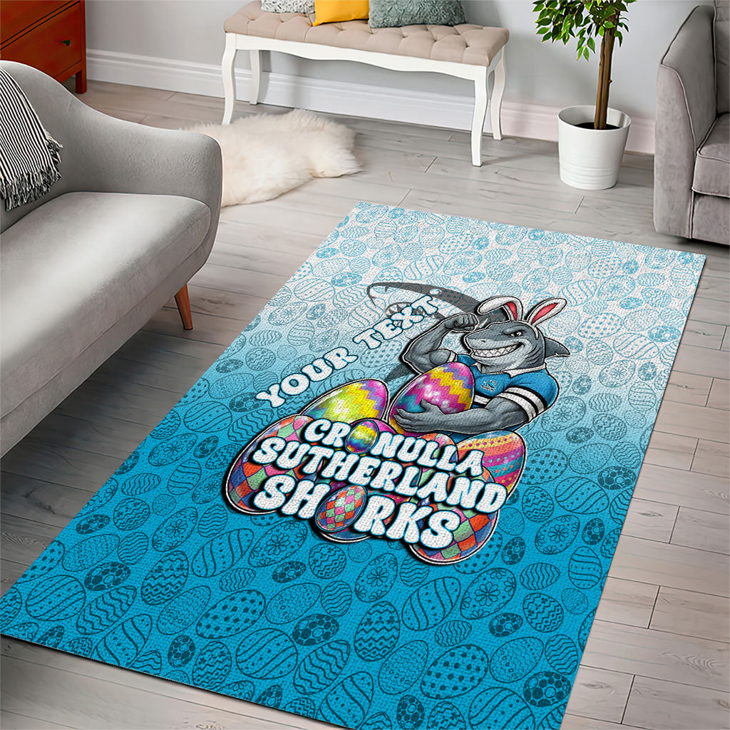 Personalized Cronulla Sutherland Sharks Area Rug Easter Mascot - Colorful Eggs Cartoon Style