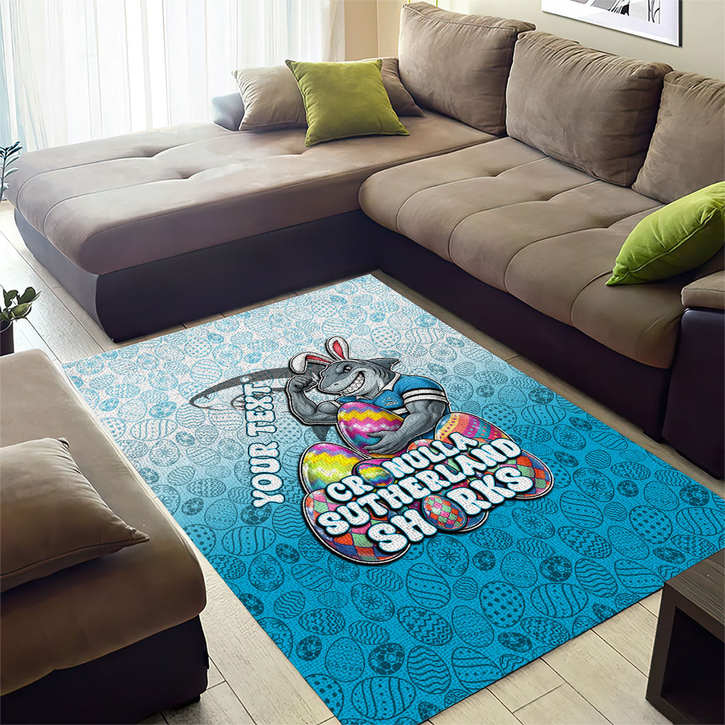 Personalized Cronulla Sutherland Sharks Area Rug Easter Mascot - Colorful Eggs Cartoon Style