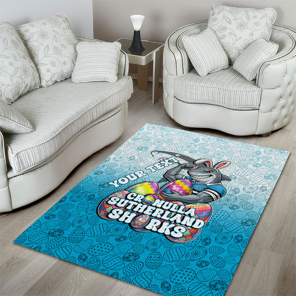 Personalized Cronulla Sutherland Sharks Area Rug Easter Mascot - Colorful Eggs Cartoon Style