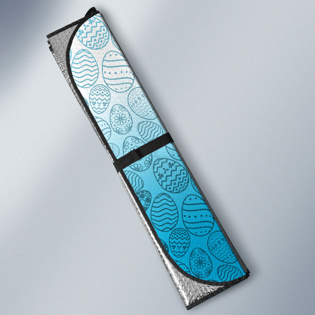 Personalized Cronulla Sutherland Sharks Auto Sun Shade Easter Mascot - Colorful Eggs Cartoon Style
