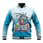 Personalized Cronulla Sutherland Sharks Baseball Jacket Easter Mascot - Colorful Eggs Cartoon Style