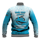 Personalized Cronulla Sutherland Sharks Baseball Jacket Easter Mascot - Colorful Eggs Cartoon Style