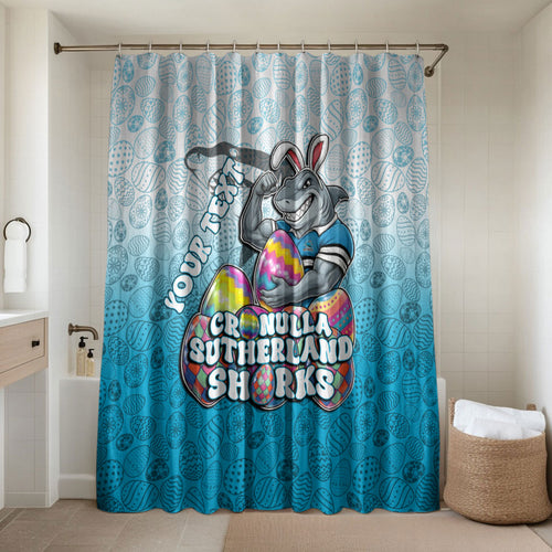 Personalized Cronulla Sutherland Sharks Bathroom Set Easter Mascot - Colorful Eggs Cartoon Style
