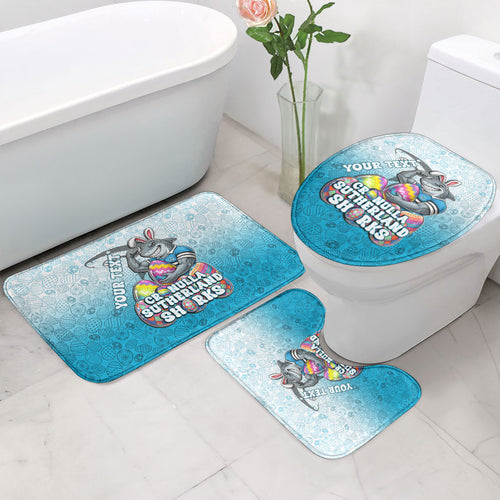 Personalized Cronulla Sutherland Sharks Bathroom Set Easter Mascot - Colorful Eggs Cartoon Style